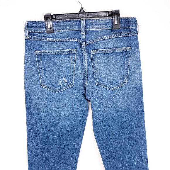 Amo Kate Straight Leg Denim Jeans Size 27 In Mariner Blues Whiskered Mid Rise - Picture 12 of 13
